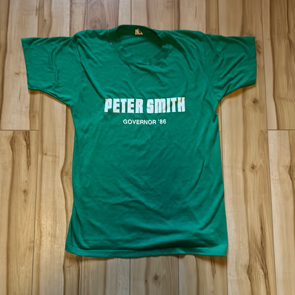 Vintage political campaign tee: “Peter Smith For Governor 1986”